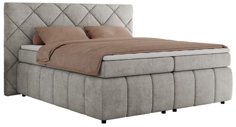 Łóżko kontynentalne MKS Meble RITA 160x200 H3 jasnoszary struktura 1szt.