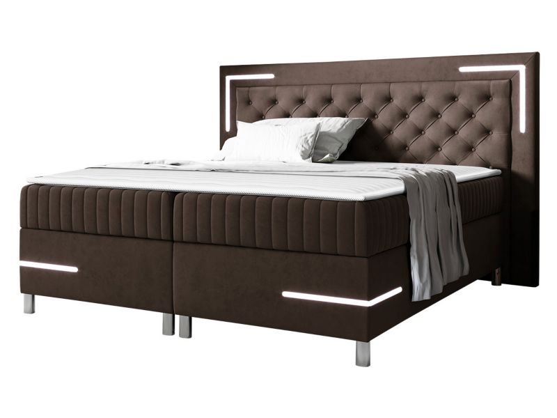 Łóżko kontynentalne MIRJAN 24 Tenosi 5 LED 160x200 palona kawa 1 szt.