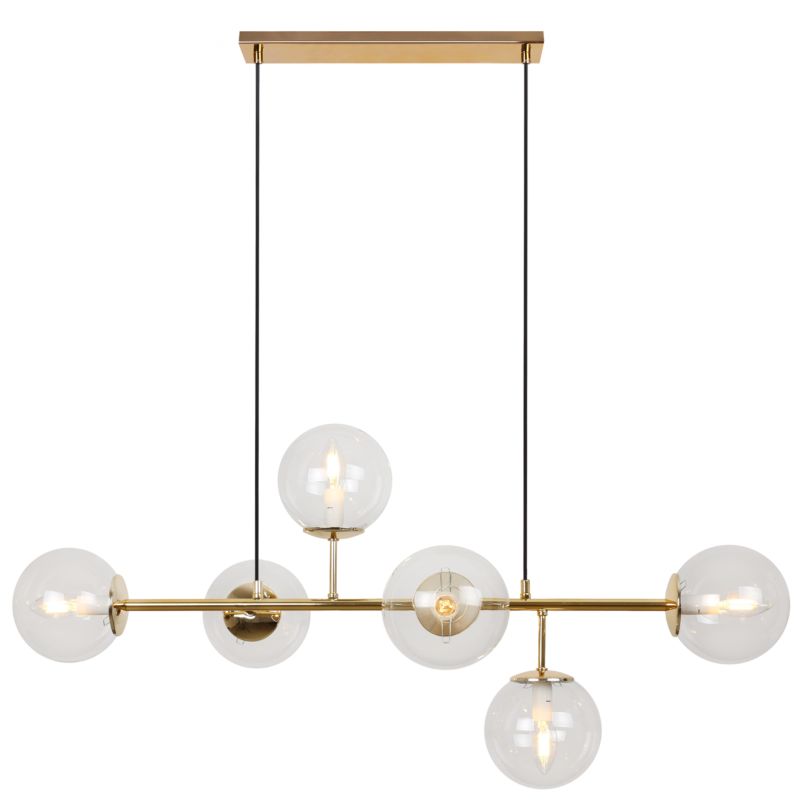 Lampa sufitowa wisząca Light Home LH Siena 6x E14 40W złoty klosz transparentny 1szt.