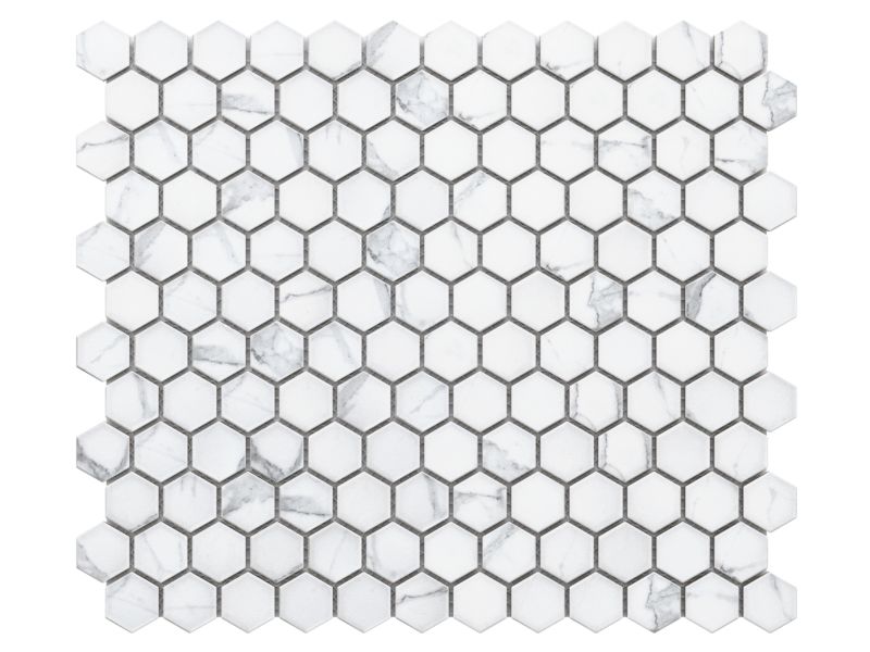 Mozaika ceramiczna Ilcom Mini Heksagon Carrara Mat Calacata 26.0 x 30.0 cm 1 szt.