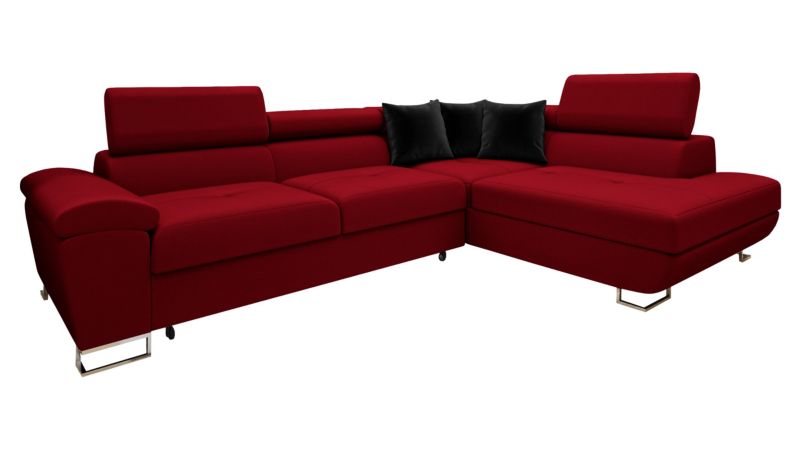 Narożnik MIRJAN 24 do salonu Cotere Premium prawy czerwony/czerwony/czarny 1 szt.