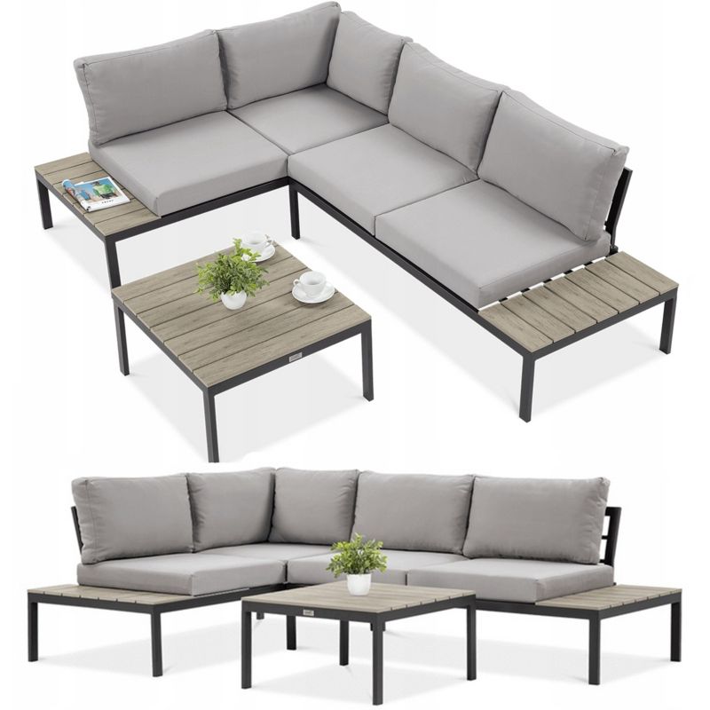 Narożnik Ogrodowy Focus Garden Wypoczynkowy Freemont Zestaw Stolik Szary Drewno 1 szt