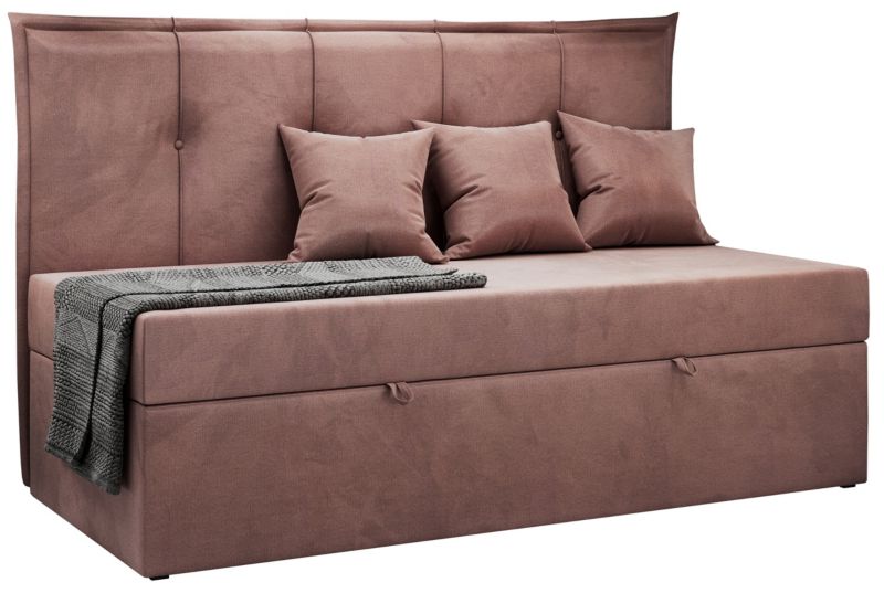 Łóżko młodzieżowe MKS Meble BANCO 90x200 H3 różowy welwet topper Visco 1szt.