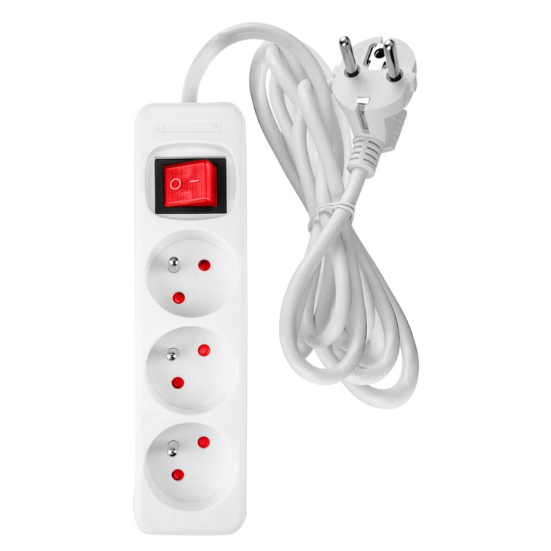 Przedłużacz listwowy NEO TOOLS 5m, 3x1.5mm2, 3G, biały, ON/OFF 1 szt