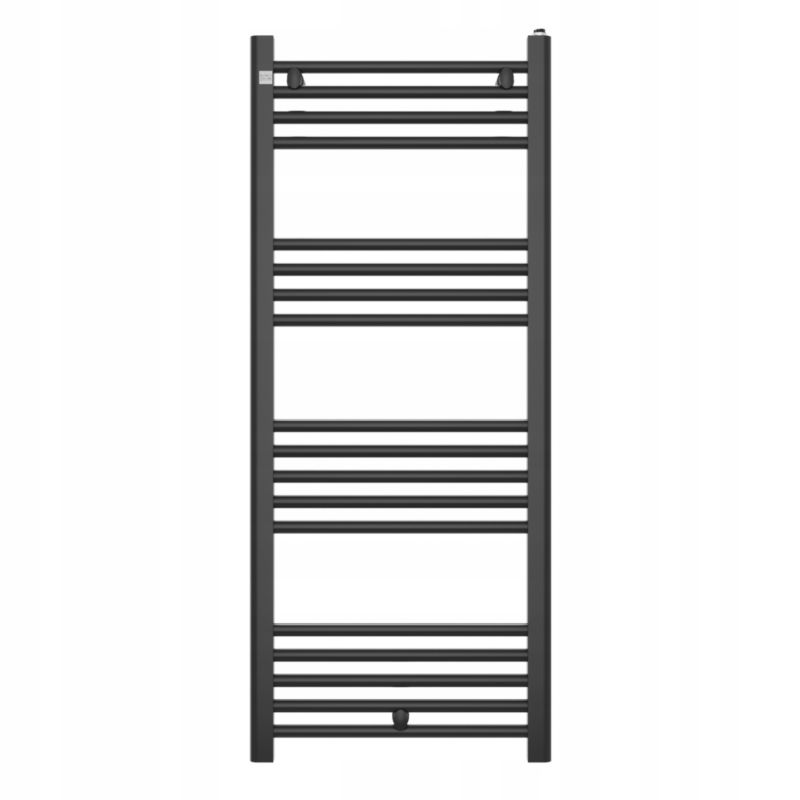 Grzejnik Łazienkowy Granitan Puerto 120/50cm Czarny Kaloryfer Drabinkowy + Grzałka Elektryczna Up&Downa 1kpl.
