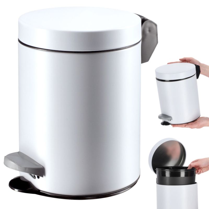 Kosz Na Śmieci KADAX Odpady 5L Pojemnik Z Pedałem Biały 1 szt.