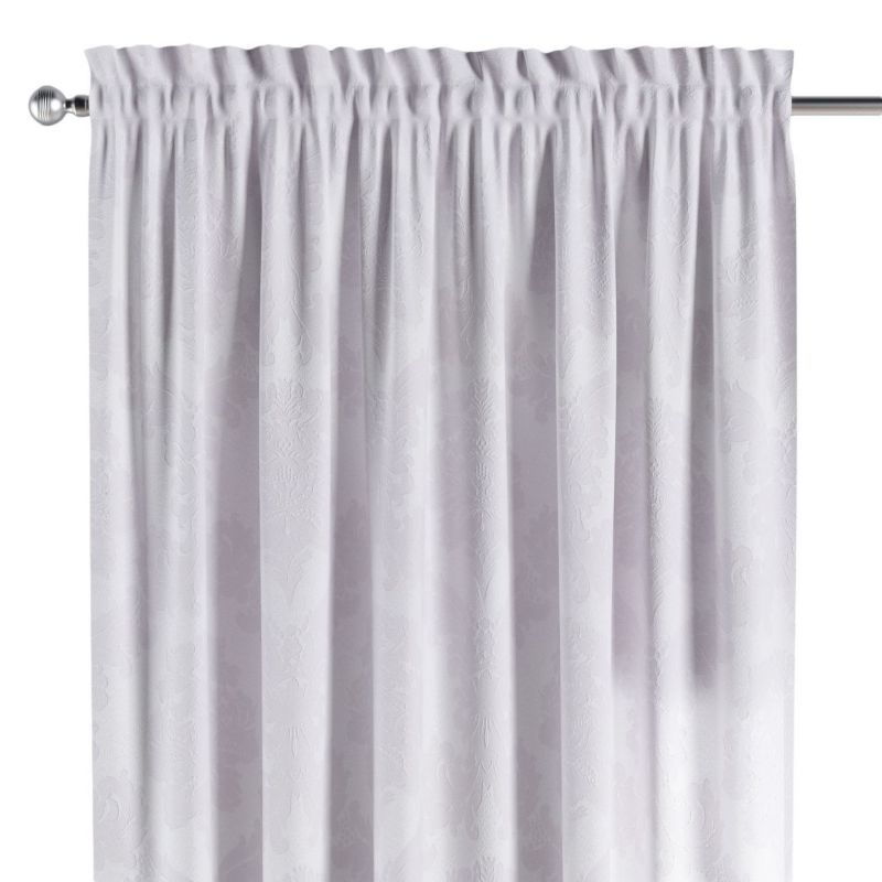 Zasłona na kanale z grzywką 1 szt. 130 x 245 cm Dekoria liście akantu na białym tle 1 szt.