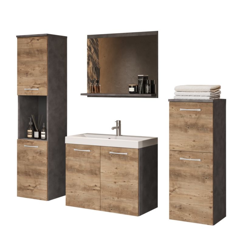 Zestaw mebli łazienkowych MINIO go for it MALAGA matera/kasztan wrocławski, 1 kpl.