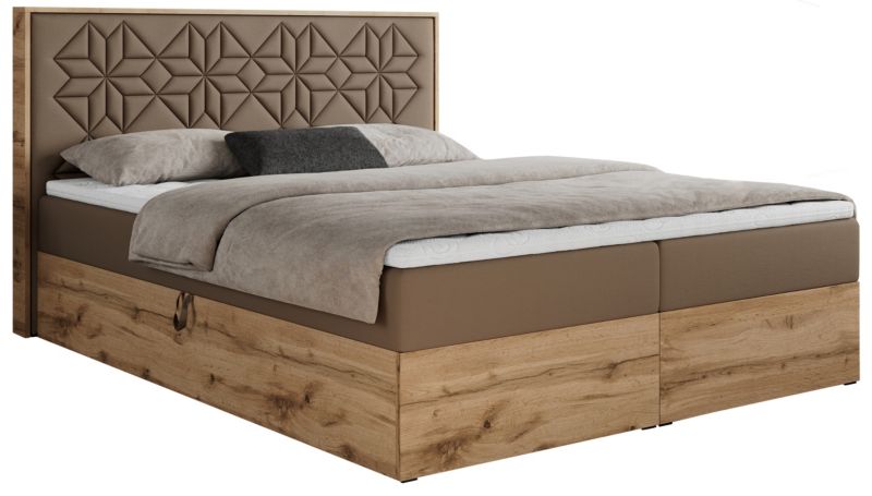 Łóżko kontynentalne MKS Meble NESSI 180x200 H3 Brązowy ecoskóra 1szt