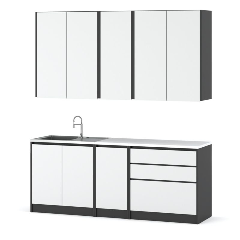 Zestaw Kuchenny Hurtownia-Mebli Z Blatem Kuchnia Bella Mini 200cm Szary Mat Biały Mat 200x47x185 cm 1szt.