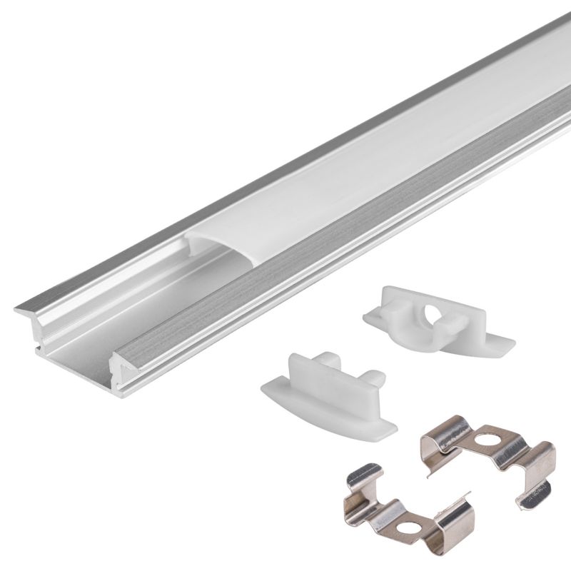 Profil LED XUDO wpuszczany 2m anodowany z kloszem mlecznym 1 szt.