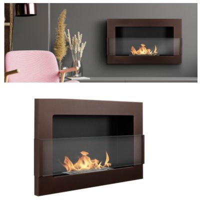 Biokominek BiokominkiGMT wiszący z szybą 650x400 brąz strukturalny mat 1szt.