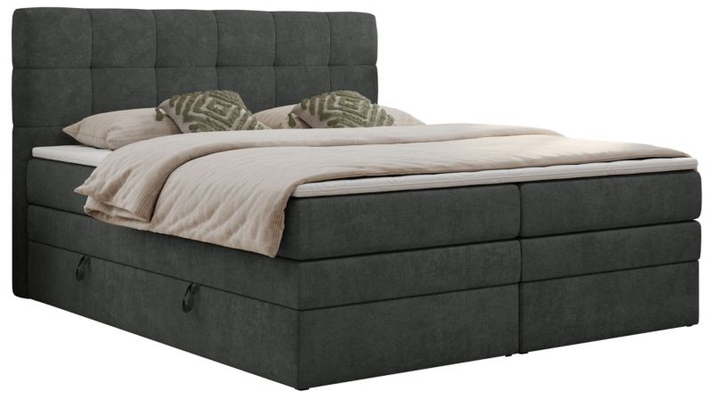 Łóżko kontynentalne MKS Meble LUKA KING 200x200 H4 Ciemnoszary struktura 1szt.