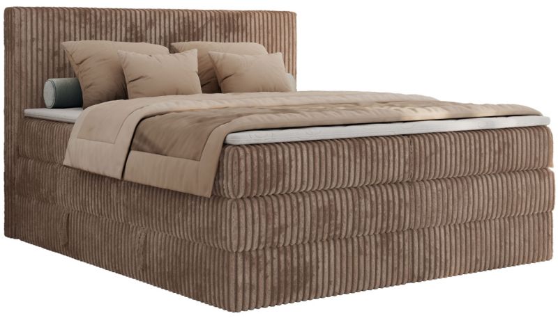 Łóżko kontynentalne MKS Meble TILIANO KING 160x200 H4 brązowy sztruks 1szt.