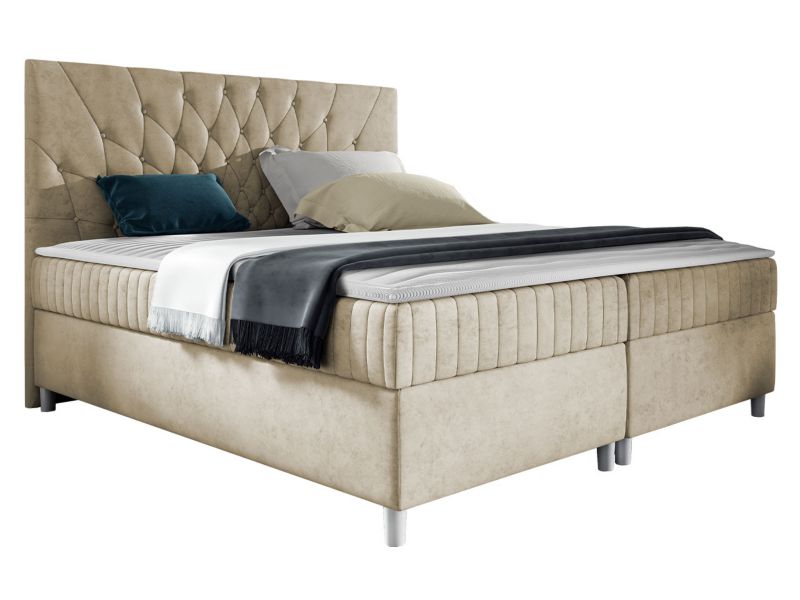 Łóżko kontynentalne MIRJAN 24 Prowansja 140x200 beżowy plusz 1 szt.