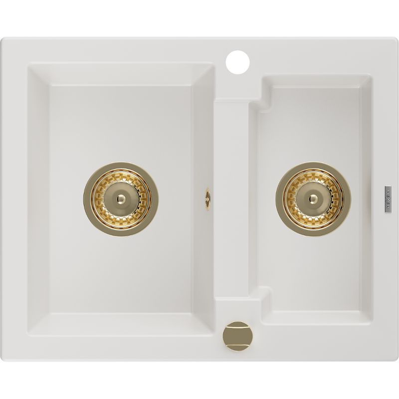 Zlewozmywak granitowy Mexen Carlos 1,5-komorowy czarny/złoty metalik 582 x 475 mm - 6518581500-75-B 1 szt.