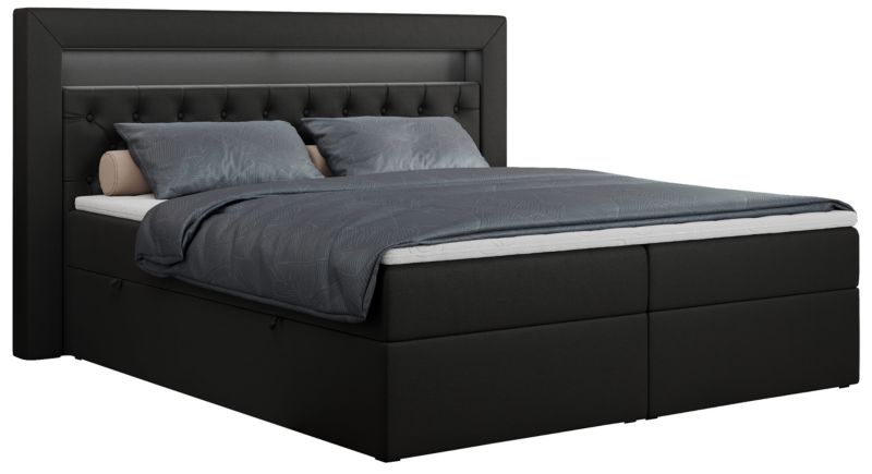 Łóżko kontynentalne MKS Meble GOLD 6 180x200 H3 Czarny ecoskóra 1szt.