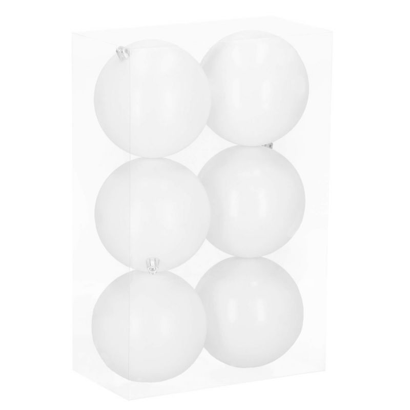 Bombki choinkowe Springos zawieszki na choinkę ozdoby świąteczne 10 cm białe 6 szt.