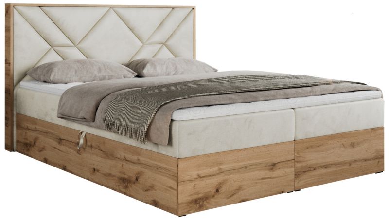 Łóżko kontynentalne MKS Meble GUNAR 140x200 H3 Beżowy welvet 1szt