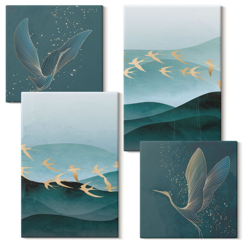 Galeria Obrazów Na Płótnie Wallfluent Abstrakcyjne pejzaże słońca 4 szt.