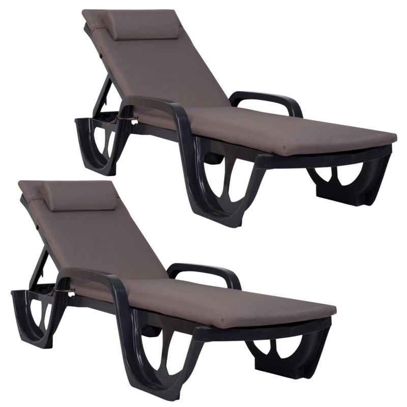 Zestaw 2 leżaków ogrodowych Keter Florida Antracyt z Poduszkami Bazkar Madera S-41 1 kpl.