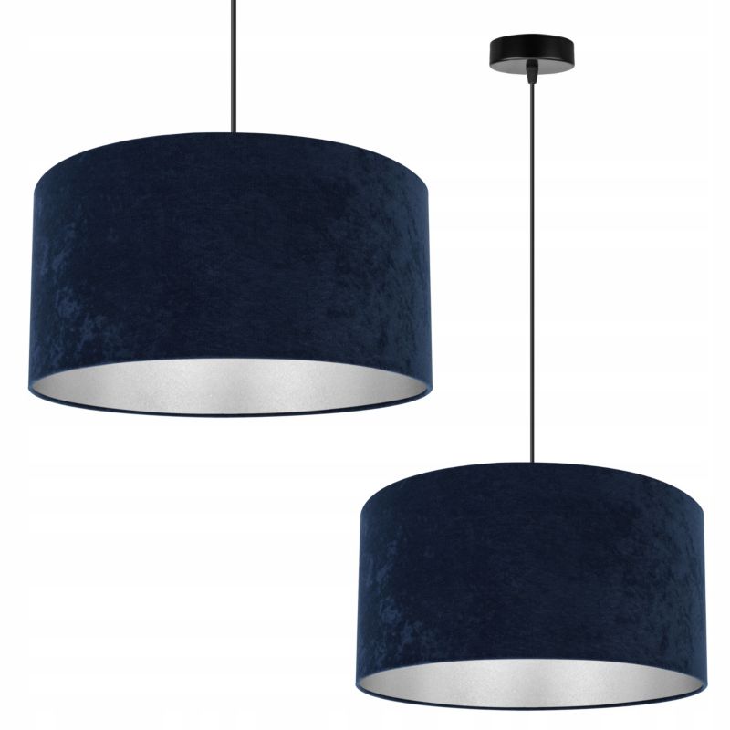 Lampa sufitowa wisząca Light Home LH Mediolan Welur 1x E27 60W zimny granatowy/srebrny 40cm 1szt.