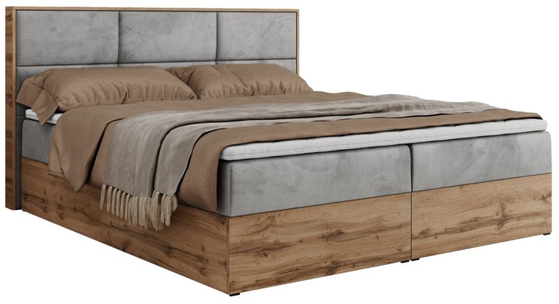 Łóżko kontynentalne MKS Meble ALBERO 2 120x200 H4 Jasnoszary welvet 1szt.