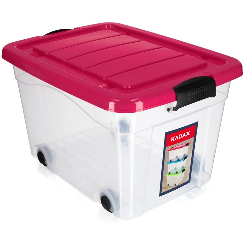 Pojemnik KADAX Organizer Pudełko Zabawki Na Kółkach 40L Różowy 1 szt.