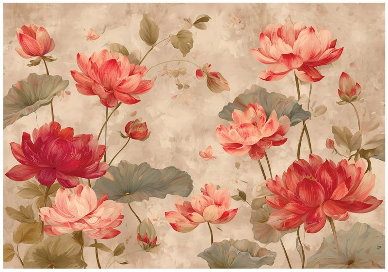 Fototapeta WALLARENA Do Sypialni Salonu Na Flizelinie Kwiaty Beton Polne Pomarańczowy 300x210 cm 16119VX6 1 szt.