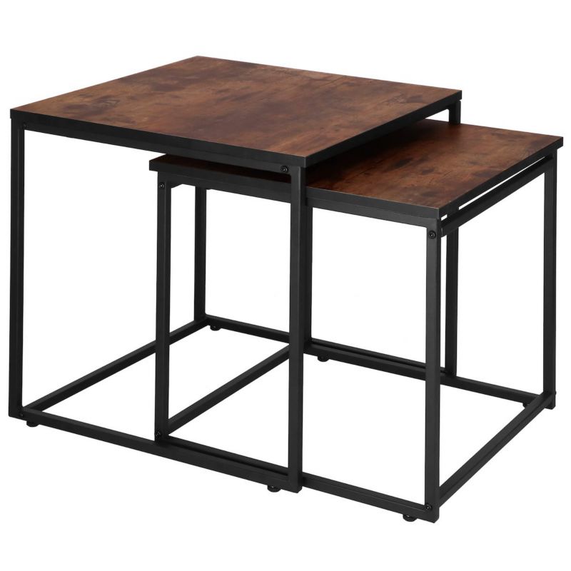 Stoliki kawowe Springos 2 szt. stoliki kwadratowe do salonu czarno-brązowe 1 kpl.