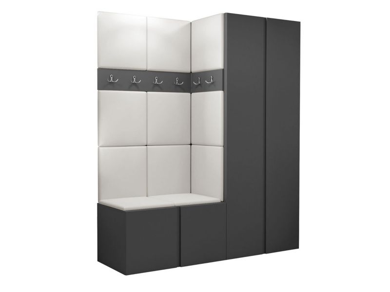 Garderoba MIRJAN 24 Orion III grafit + biała ekoskóra 1 kpl.