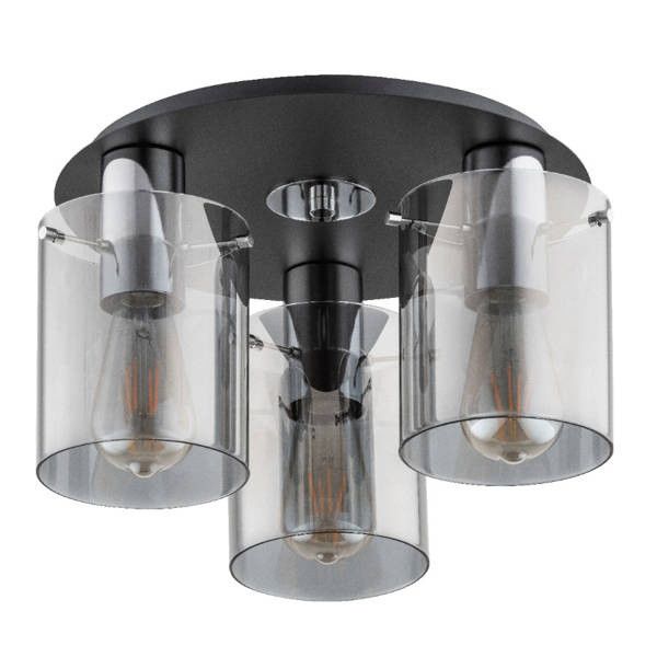 Lampa sufitowa Alfa Atman czarna-chromowana wym: 22 x 36 x 36 cm 3xE27 x 15W 1 szt.