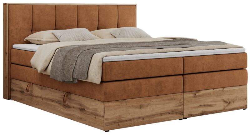 Łóżko kontynentalne MKS Meble ALBERO 1 KING 200x200 H3 Pomarańczowy struktura 1szt.