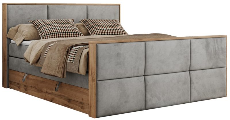 Łóżko kontynentalne MKS Meble ALBERO 2 KING DUO 160x200 H3 Jasnoszary welvet 1szt.