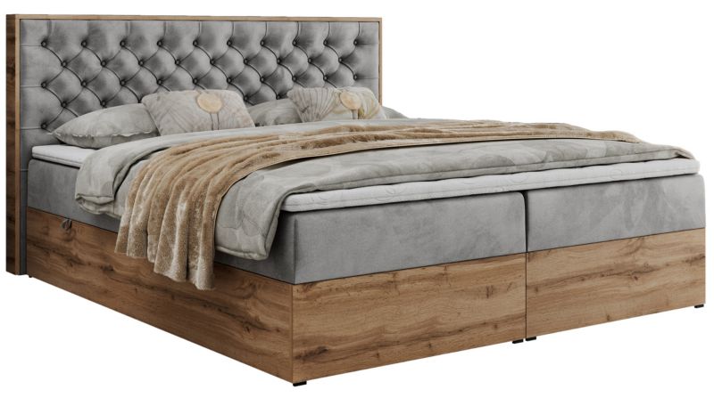 Łóżko kontynentalne MKS Meble ALBERO 3 200x200 H4 Jasnoszary welvet 1szt.