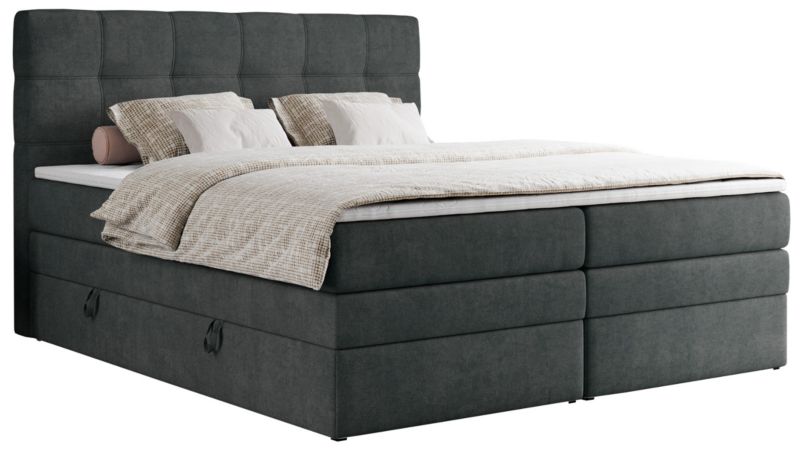 Łóżko kontynentalne MKS Meble ERNI KING 200x200 H3 Ciemnoszary struktura 1szt.