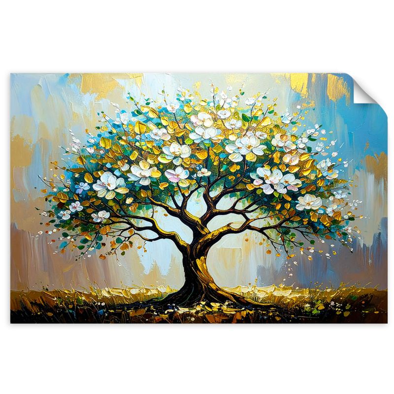 Naklejka na ścianę Feeby Drzewo Życia Zielony Złoty 100x70cm 1szt