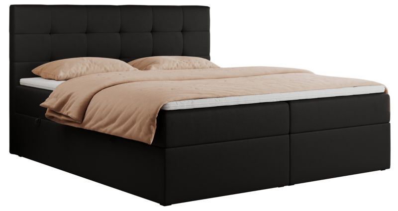 Łóżko kontynentalne MKS Meble CENTOS 200x200 H3 Czarny ecoskóra 1szt.