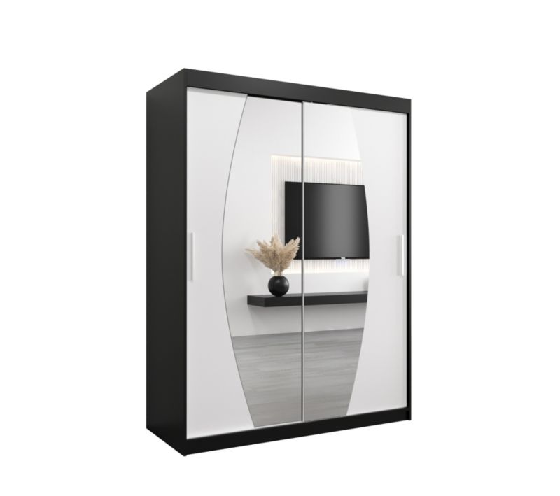 Szafa przesuwna Garderoba Abiks ELYPSE 150 czarny mat + biały mat 1 szt.
