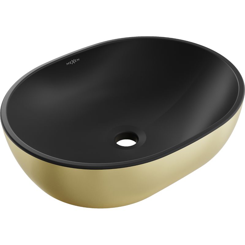 Umywalka nablatowa Mexen Viki czarny/złoty 48x35 cm 21054876 1 szt.