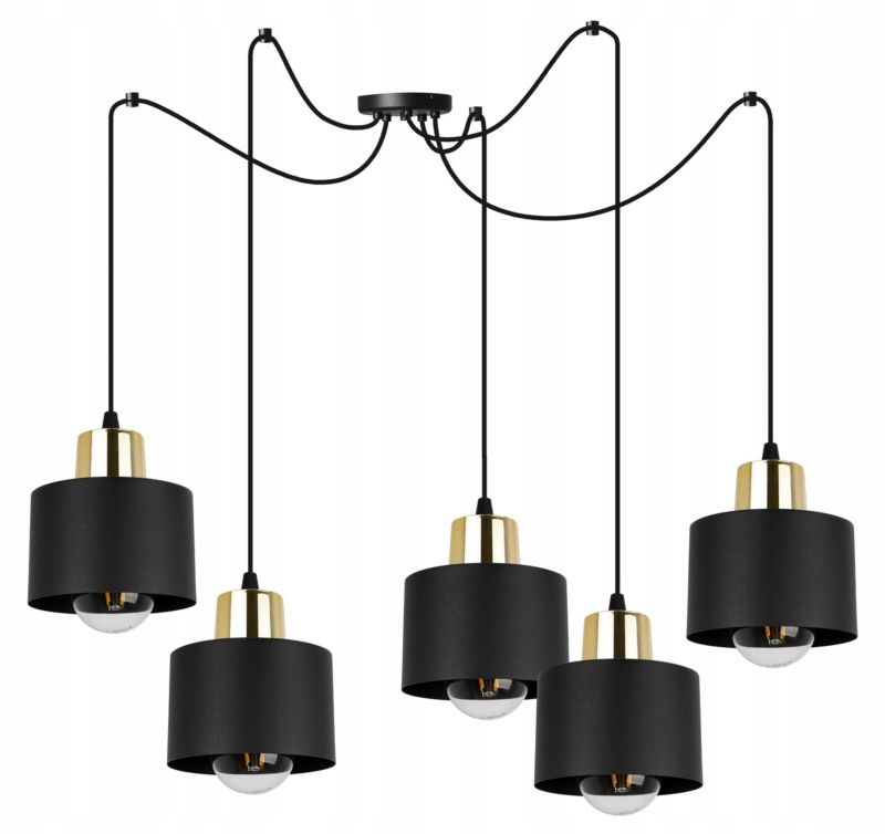 Lampa sufitowa wisząca Light Home LH Spider Panta 5x E27 60W czarny/złoty 1szt.