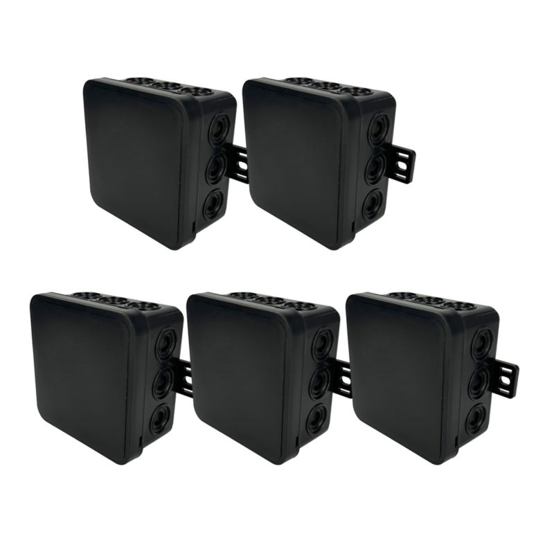 Puszka natynkowa EDO hermetyczna elastyczna 100x100x41mm 12-wlotowa, zamknięcie "na klik" IP54 czarna 5 szt.