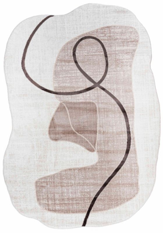 Dywan Dwustronny Wewnętrzny SILA LUX Owalny Mazovia 80 x 150 cm Beżowy Motyw Abstrakcyjny 1 szt.