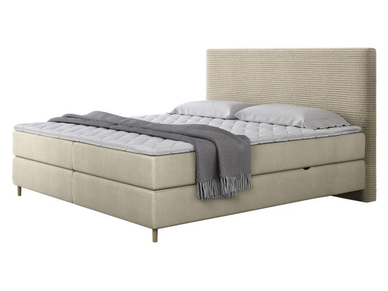 Łóżko kontynentalne MIRJAN 24 Laro Sztruks 180x200 waniliowy/kość słoniowa 1 szt.