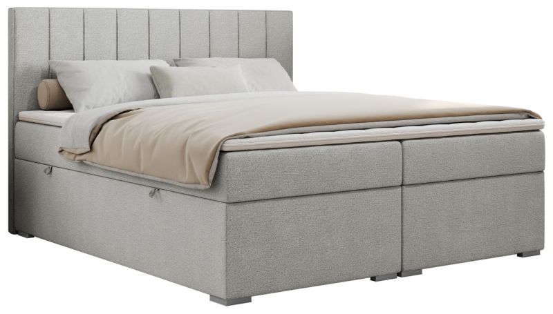 Łóżko kontynentalne MKS Meble ALLY 180x200 H4 jasnoszary struktura 1szt.