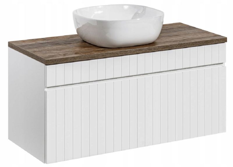 Szafka łazienkowa Furnidea 100 cm z umywalką biały dąb Santa Fe Iconic White 1 szt.