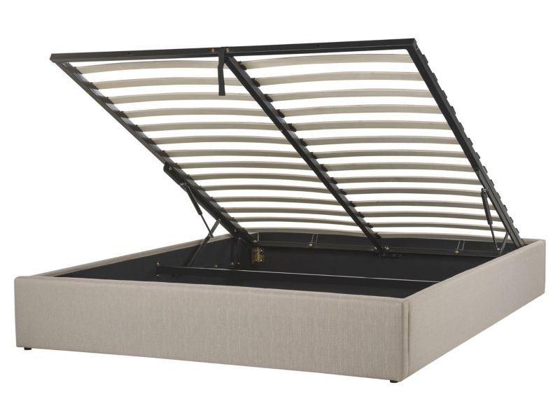 Łóżko z pojemnikiem tapicerowane 160 x 200 cm beżowe Dinan 1 szt.