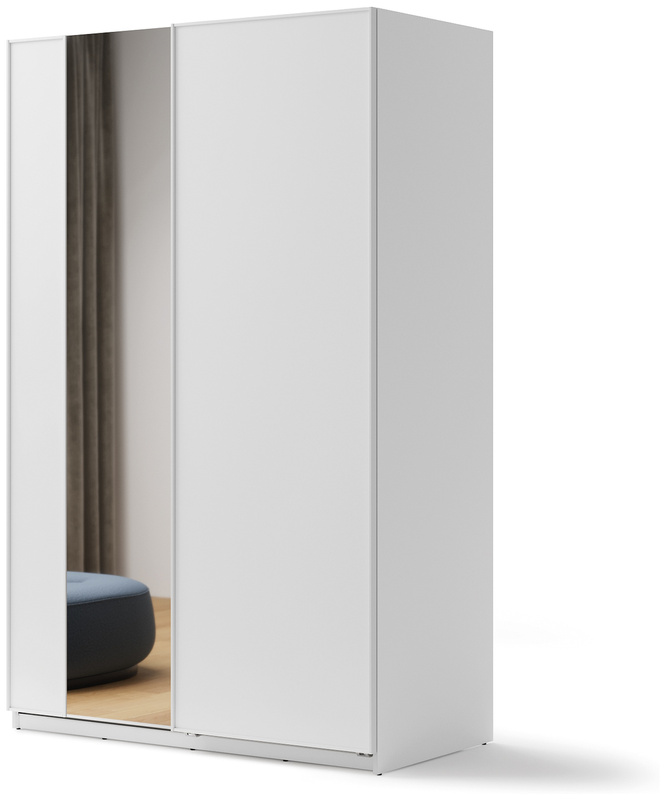 Biała dwudrzwiowa szafa przesuwna z lustrem 150 cm MAXI