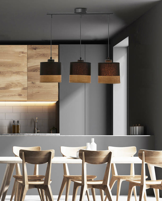 Pino lampa wisząca czarny 3x60w e27 abażur czarny+brązowy