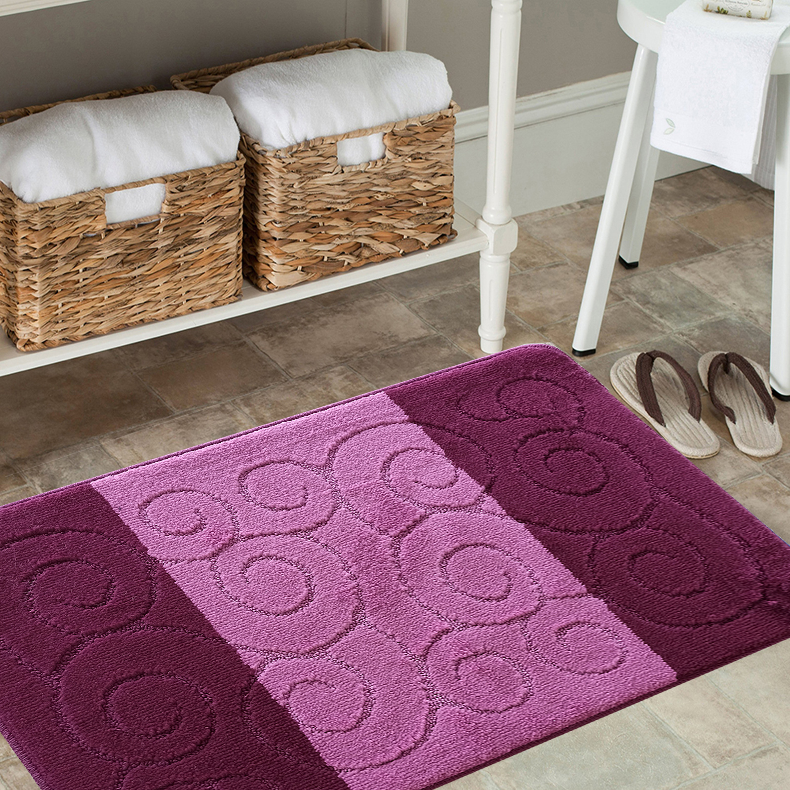 Komplet łazienkowy z wycięciem pod toaletę Montenegro XL Ślimaki - burgundowy